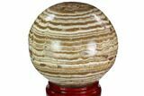 Polished, Banded Aragonite Sphere - Morocco #105622-1